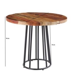 Indian Hub Coastal Round Dining Table - Wood - L90 x W90 x H78 cm in Brown - thumbnail 4