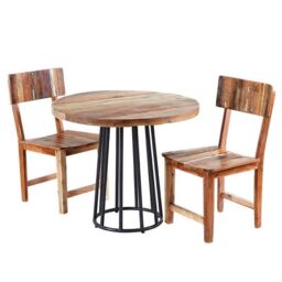 Indian Hub Coastal Round Dining Table - Wood - L90 x W90 x H78 cm in Brown - thumbnail 2
