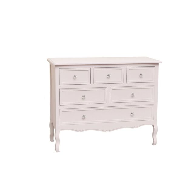 Melody Maison Large Pink 6 Drawer Chest Of Drawers - Sophia Pink Range in Pale Pink - image 1