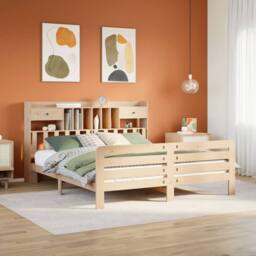 Berkfield Home Decorative Bookcase Bed without Mattress 180x200 cm Super King So in Natural - thumbnail 2