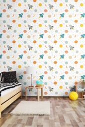 Hoopla Walls Lift Off-10m Matt Wallpaper in Orange - thumbnail 1