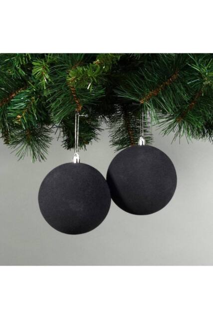 KDMD 10cm Black Velvet Baubles Set of 4 - image 1