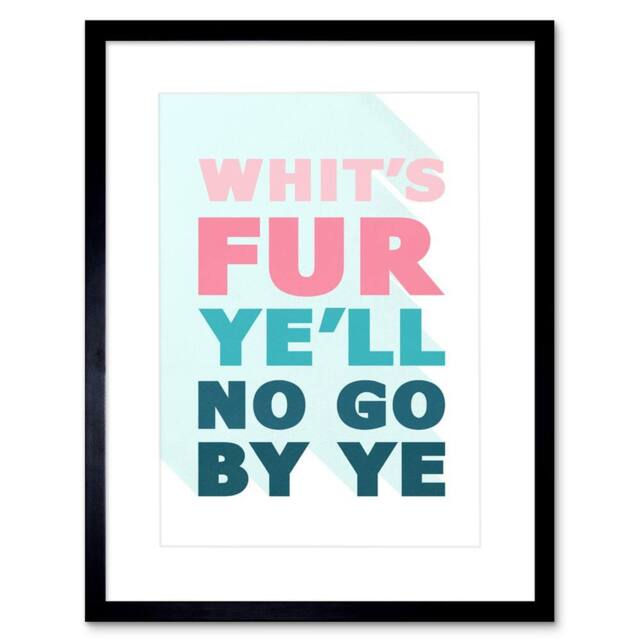 "Wee Blue Coo Scottish Phrase No Go By Ye Fate Scotland Language Framed Art Print in Blue - Size: W12"" x H16""" - image 1