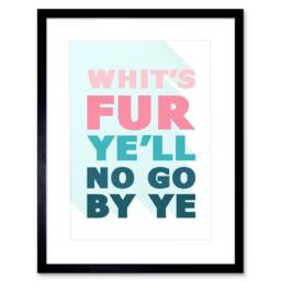 "Wee Blue Coo Scottish Phrase No Go By Ye Fate Scotland Language Framed Art Print in Blue - Size: W12"" x H16""" - thumbnail 1