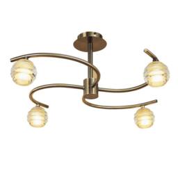 Netlighting Sphere Semi Flush 4 Light G9 Antique Brass in Bronze