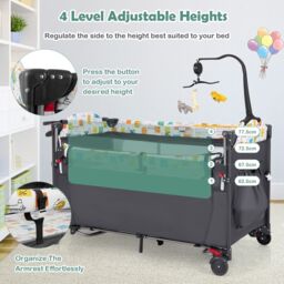 Costway 5-in-1 Baby Bassinet Bedside Sleeper Portable Pack & Play-Grey in Grey - thumbnail 3