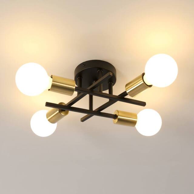 Pheashine Retro Ceiling Lamp Black & Gold 28x28x15 E27 - image 1