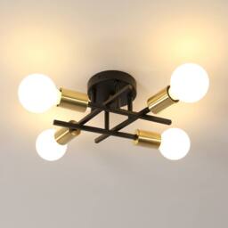 Pheashine Retro Ceiling Lamp Black & Gold 28x28x15 E27 - thumbnail 1