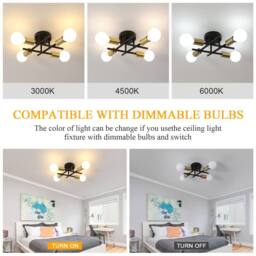 Pheashine Retro Ceiling Lamp Black & Gold 28x28x15 E27 - thumbnail 6