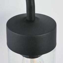Loops IP44 Outdoor Wall Light Curved Matt Black & Glass Shade Mini Nautical Lantern - thumbnail 3