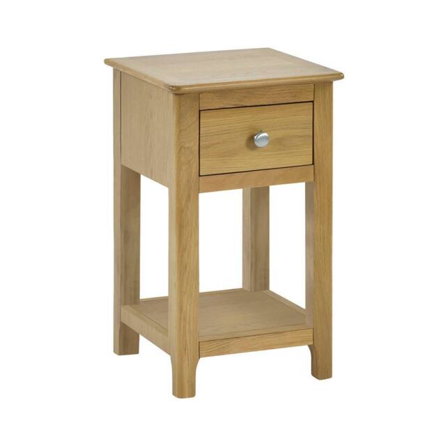 Cheshire Premium Langford Oak Compact 1 Drawer Bedside Table with Shelf in Brown - image 1