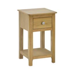 Cheshire Premium Langford Oak Compact 1 Drawer Bedside Table with Shelf in Brown - thumbnail 1