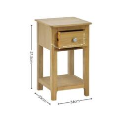 Cheshire Premium Langford Oak Compact 1 Drawer Bedside Table with Shelf in Brown - thumbnail 8