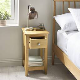Cheshire Premium Langford Oak Compact 1 Drawer Bedside Table with Shelf in Brown - thumbnail 4