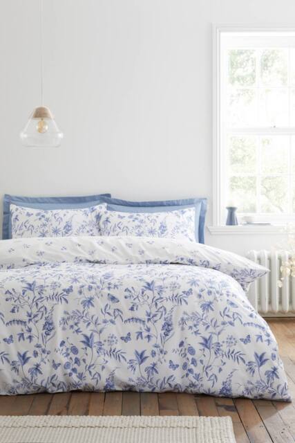 Bianca 'Thea Floral' 200 Thread Count Cotton Reversible Duvet Cover Set in Blue - Size: King - image 1