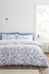 Bianca 'Thea Floral' 200 Thread Count Cotton Reversible Duvet Cover Set in Blue - Size: King