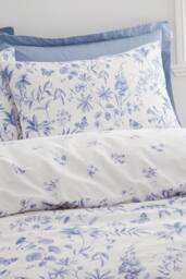 Bianca 'Thea Floral' 200 Thread Count Cotton Reversible Duvet Cover Set in Blue - Size: King - thumbnail 3