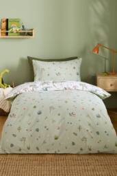 Catherine Lansfield 'Brushed Sleepy Saurus Dino' Cotton Reversible Duvet Cover Set in Cream - Size: Double - thumbnail 2