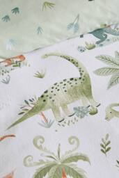 Catherine Lansfield 'Brushed Sleepy Saurus Dino' Cotton Reversible Duvet Cover Set in Cream - Size: Double - thumbnail 5