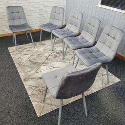 KOSY KOALA Oak Effect Dining Table Set With 4 Grey Velvet Chairs Dining Room Furniture in Brown - thumbnail 6