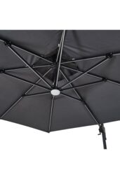H&O Direct Outdoor 3m Square Cantilever Garden Parasol with LED Light in Dark Grey - thumbnail 5