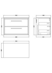 Balterley 800mm Wall Hung 2-Drawer Vanity with Marble Worktop - Coastal Grey - thumbnail 2