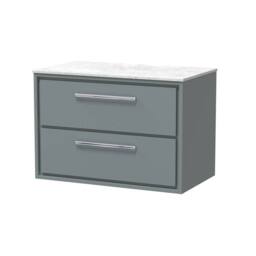 Balterley 800mm Wall Hung 2-Drawer Vanity with Marble Worktop - Coastal Grey