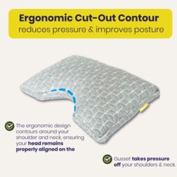 Brightr Sleep 2 pack MoonHug Adjustable Memory Foam pillow with cut out in Grey - thumbnail 2