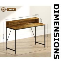 FURNOS Industrial 120CM Computer Desk With USB Outlets & LED Lights in Brown - thumbnail 8