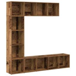Berkfield Home Book Cabinets 3 pcs Old Wood Engineered Wood in Brown - thumbnail 1