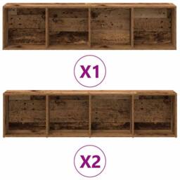 Berkfield Home Book Cabinets 3 pcs Old Wood Engineered Wood in Brown - thumbnail 5