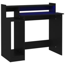 Berkfield Home Desk with LED Lights Black 97x45x90 cm Engineered Wood - Size: 97 x 45 x 90 cm - thumbnail 2