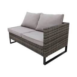 Alivio 4-Piece Rattan Patio Furniture Set with Corner Sofa, Cushioned Seating & Glass Coffee Table in Grey - Size: 130 cm x 60 cm - thumbnail 7
