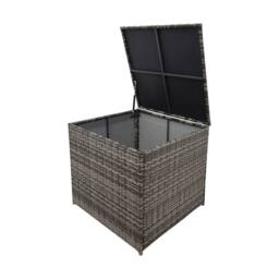 Alivio 4-Piece Rattan Patio Furniture Set with Corner Sofa, Cushioned Seating & Glass Coffee Table in Grey - Size: 130 cm x 60 cm - thumbnail 8