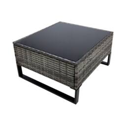 Alivio 4-Piece Rattan Patio Furniture Set with Corner Sofa, Cushioned Seating & Glass Coffee Table in Grey - Size: 130 cm x 60 cm - thumbnail 6