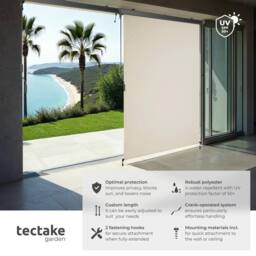 tectake Vertical Awning Eloise in Beige - Size: 120 cm x 250 cm - thumbnail 2