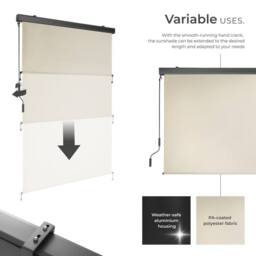 tectake Vertical Awning Eloise in Beige - Size: 120 cm x 250 cm - thumbnail 3
