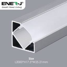 ENER-J 25x17.5mm Corner Aluminium LED Profile with PC Cover 2m (4) in White - thumbnail 2