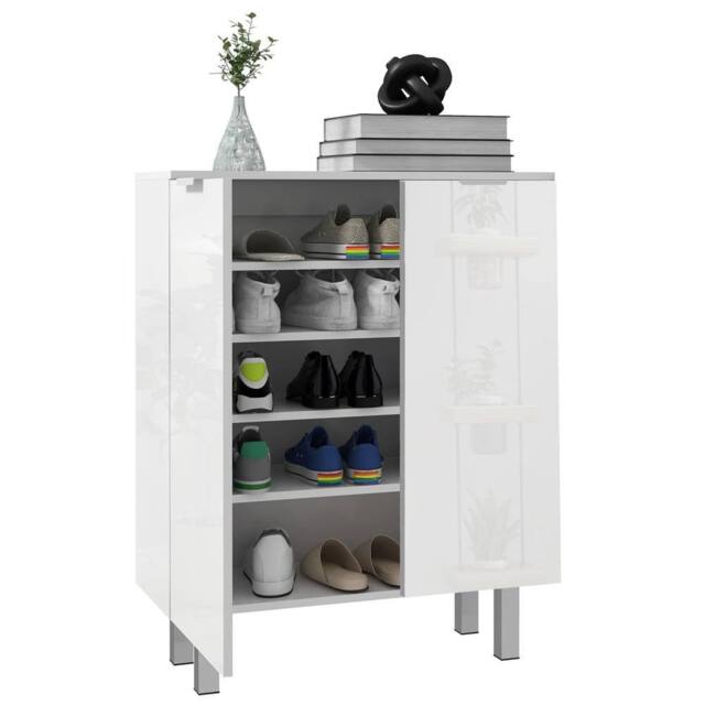 Nordara High Gloss Shoe Storage Cabinet with Soft Close Hinges Adjustable in White - Size: 100 cm x 15 cm - image 1