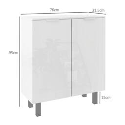 Nordara High Gloss Shoe Storage Cabinet with Soft Close Hinges Adjustable in White - Size: 100 cm x 15 cm - thumbnail 2