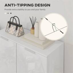 Nordara High Gloss Shoe Storage Cabinet with Soft Close Hinges Adjustable in White - Size: 100 cm x 15 cm - thumbnail 5