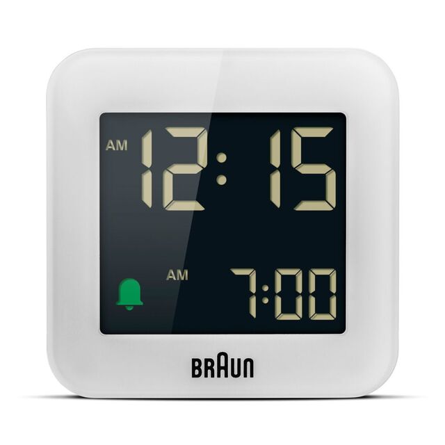 Braun Digital Travel Alarm Clock in White - image 1