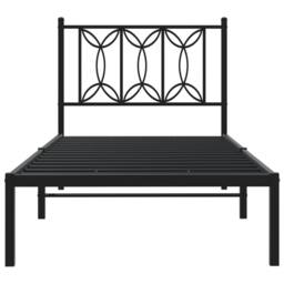 Berkfield Home Metal Bed Frame without Mattress with Headboard Black 80x200cm - Size: 80x200 cm - thumbnail 4