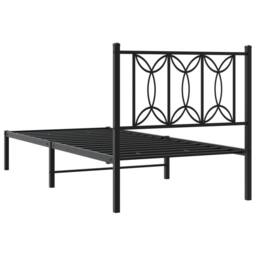 Berkfield Home Metal Bed Frame without Mattress with Headboard Black 80x200cm - Size: 80x200 cm - thumbnail 6