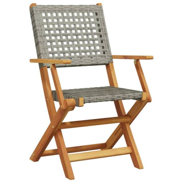 Berkfield Home Beautiful 3 Piece Bistro Set Grey Poly Rattan & Solid Wood - image 1