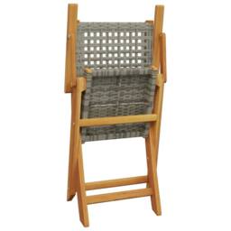 Berkfield Home Beautiful 3 Piece Bistro Set Grey Poly Rattan & Solid Wood - thumbnail 7