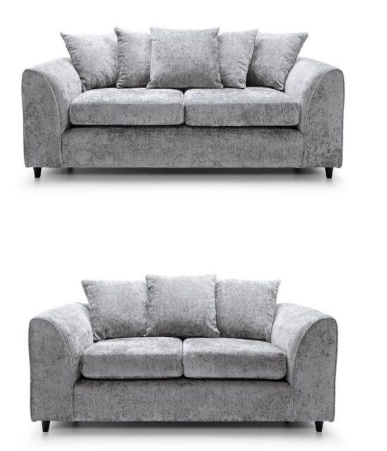 Furniture 786 Keria Chenille Fabric 3+2 Seater Sofa Set in Silver - image 1