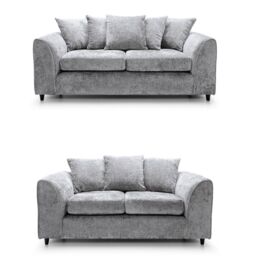 Furniture 786 Keria Chenille Fabric 3+2 Seater Sofa Set in Silver - thumbnail 2
