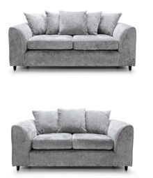Furniture 786 Keria Chenille Fabric 3+2 Seater Sofa Set in Silver - thumbnail 1