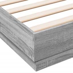 Berkfield Home Durable Bed Frame with LED without Mattress Grey Sonoma 120x200 cm - Size: Small Double - thumbnail 9